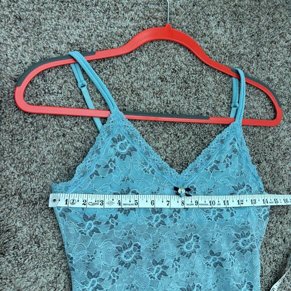 Victoria’s Secret 90s Y2K Lace Coquette Tank Top Cami Sz M Fairy Fairycore Blue - Picture 8 of 9